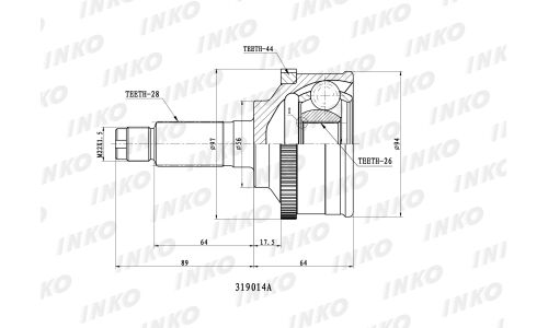 ШРУС INKO, внешний, арт. 319014A