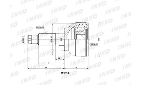 ШРУС INKO, внешний, арт. 319018