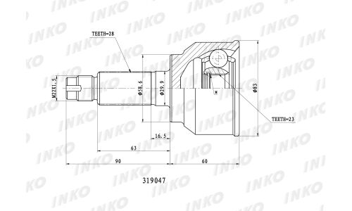 ШРУС INKO, внешний, арт. 319047