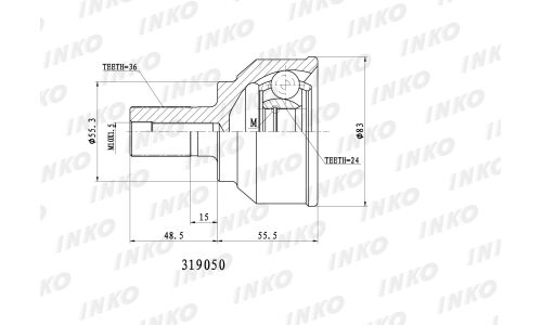 ШРУС INKO, внешний, арт. 319050
