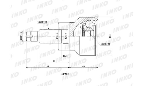 ШРУС INKO внешний, арт. 319051