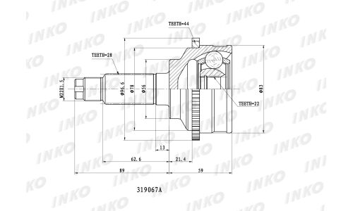 ШРУС INKO, внешний, арт. 319067A