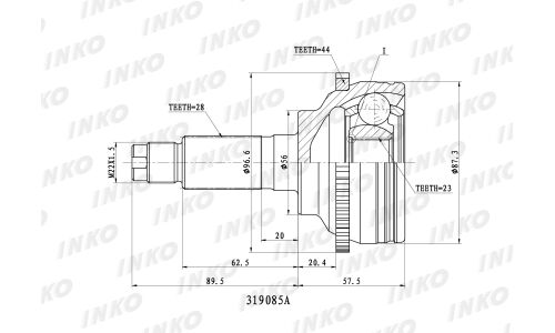 ШРУС INKO, внешний, арт. 319085A