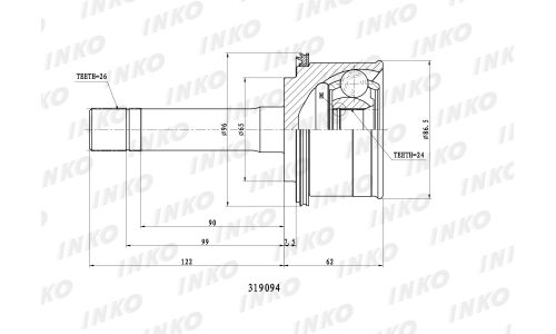 ШРУС INKO, внешний, арт. 319094