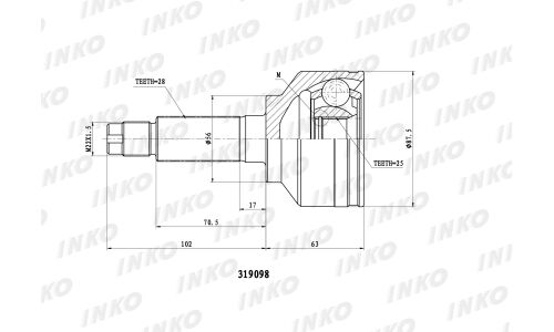 ШРУС INKO, внешний, арт. 319098
