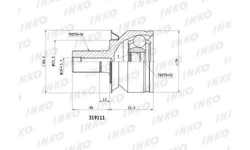 ШРУС INKO, внешний, арт. 319111