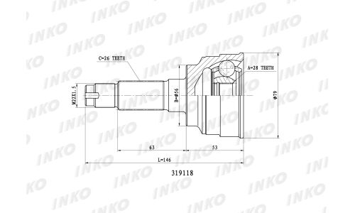 ШРУС INKO, внешний, арт. 319118