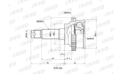 ШРУС INKO, внешний, арт. 319134A