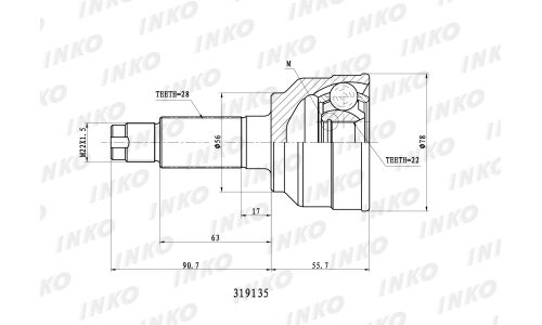 ШРУС INKO, внешний, арт. 319135