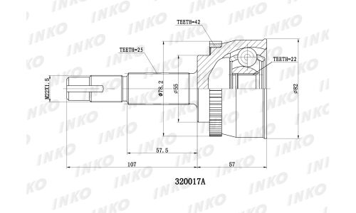 ШРУС INKO, внешний, арт. 320017A