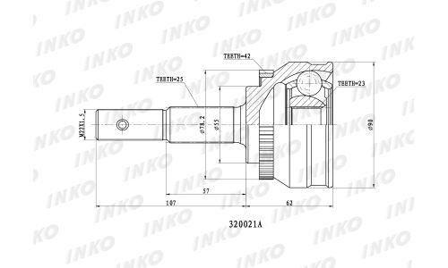 ШРУС INKO, внешний, арт. 320021A