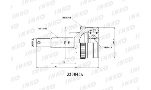 ШРУС INKO, внешний, арт. 320046A