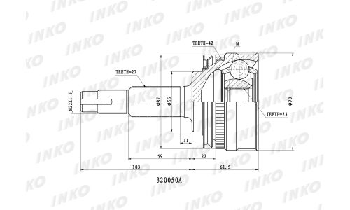 ШРУС INKO, внешний, арт. 320050A