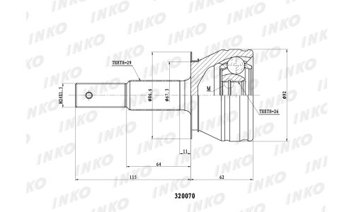 ШРУС INKO, внешний, арт. 320070