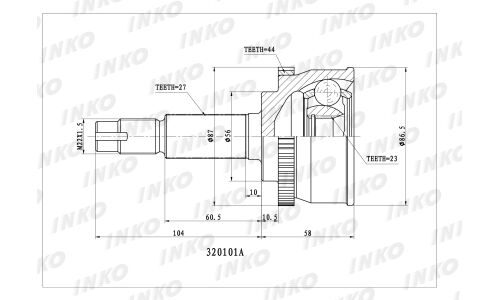 ШРУС INKO, внешний, арт. 320101A