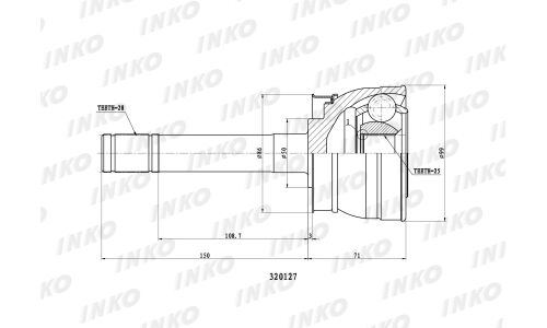 ШРУС INKO, внешний, арт. 320127