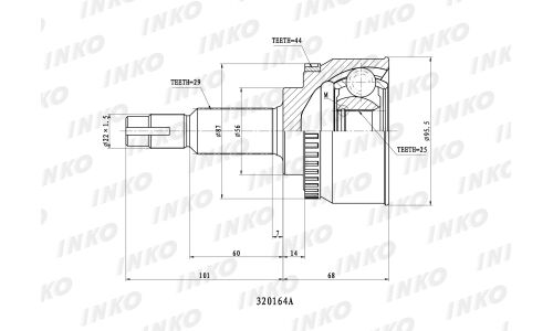ШРУС INKO, внешний, арт. 320164A