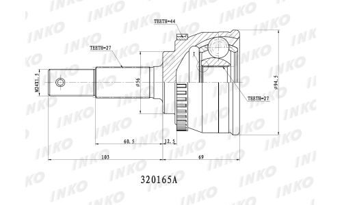 ШРУС INKO, внешний, арт. 320165A