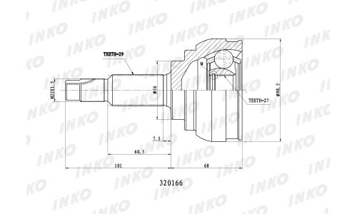 ШРУС INKO, внешний, арт. 320166