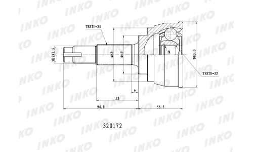 ШРУС INKO, внешний, арт. 320172