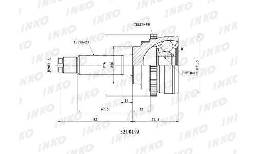 ШРУС INKO, внешний, арт. 321019A