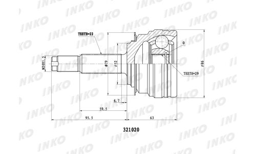 ШРУС INKO, внешний, арт. 321020