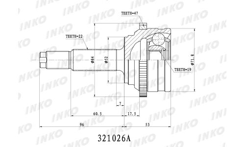 ШРУС INKO, внешний, арт. 321026A