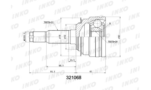 ШРУС INKO, внешний, арт. 321068