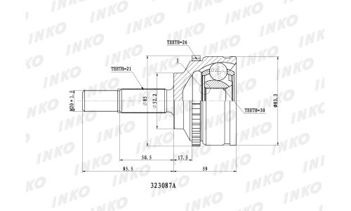 ШРУС INKO, внешний, арт. 323087A