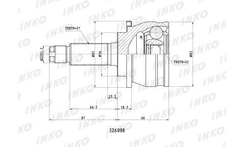 ШРУС INKO, внешний, арт. 326008