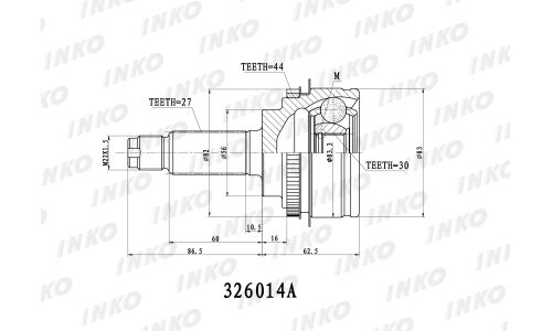 ШРУС INKO, внешний, арт. 326014A