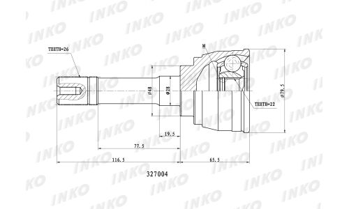 ШРУС INKO, внешний, арт. 327004