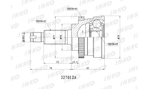ШРУС INKO, внешний, арт. 327012A