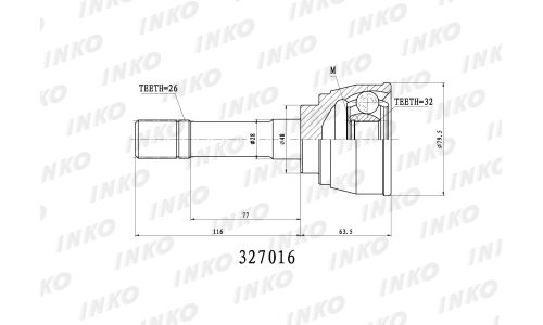 ШРУС INKO, внешний, арт. 327016