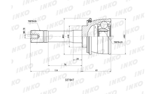 ШРУС INKO, внешний, арт. 327047