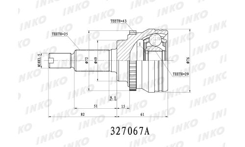 ШРУС INKO, внешний, арт. 327067A