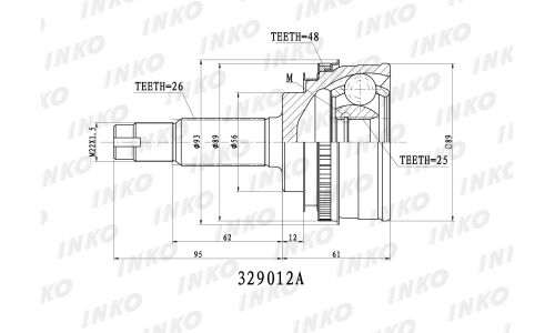 ШРУС INKO, внешний, арт. 329012A