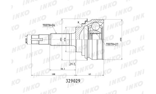 ШРУС INKO, внешний, арт. 329029