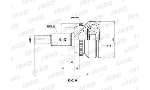 ШРУС INKO внешний, арт. 329058A
