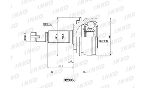 ШРУС INKO, внешний, арт. 329060