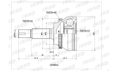 ШРУС INKO внешний, арт. 329084A