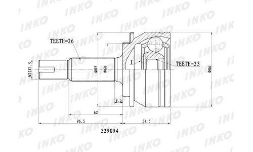 ШРУС INKO, внешний, арт. 329094