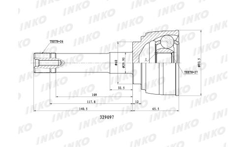 ШРУС INKO, внешний, арт. 329097