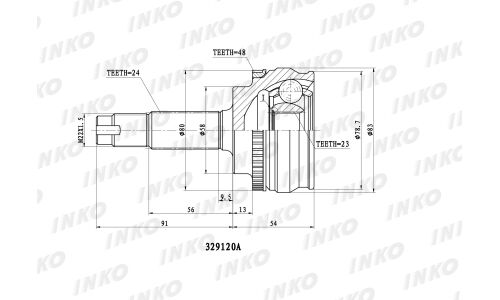 ШРУС INKO, внешний, арт. 329120A