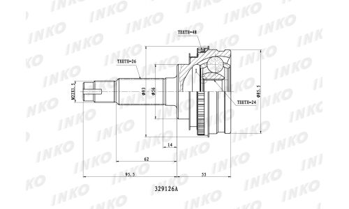 ШРУС INKO, внешний, арт. 329126A