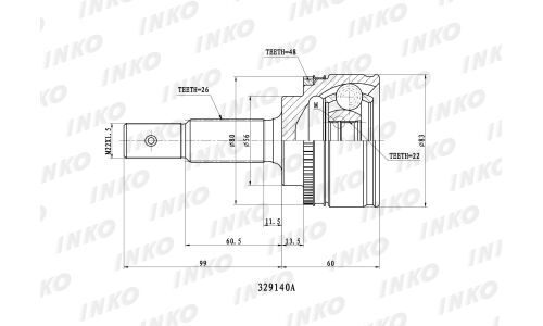 ШРУС INKO внешний, арт. 329140A