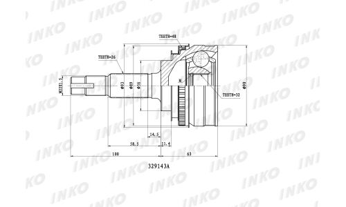 ШРУС INKO, внешний, арт. 329143A