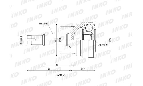 ШРУС INKO, внешний, арт. 329151