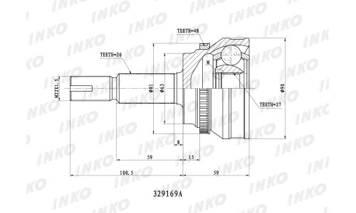ШРУС INKO, внешний, арт. 329169A