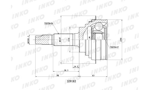 ШРУС INKO, внешний, арт. 329182